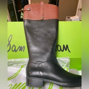 Sam Edelman Two-Tone Leather Tall Riding Boots - Black & Brown